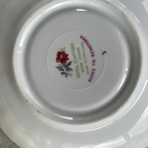 Vintage Royal Stafford Set Of 2 Roses to Remember Bone China Tea Saucers England - Picture 13 of 15